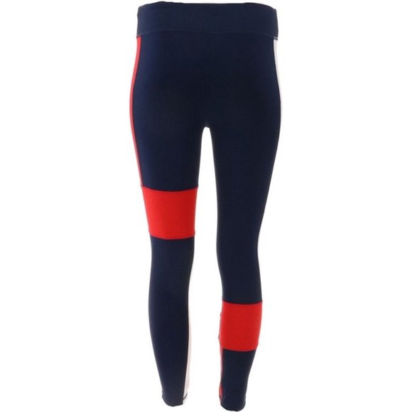 NWT FILA PERFORMANCE BASIA 7/8 COLORBLOCK LEGGINGS PEACOAT WHITE/CHINESE RED XS - Picture 3 of 7